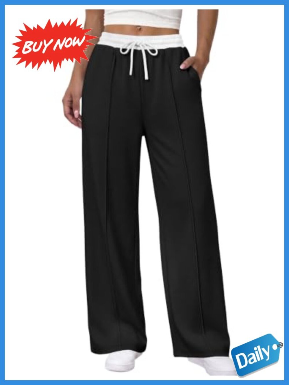 Wide Leg Sweatpants Cotton Blend Baggy Lounge Running Pockets
